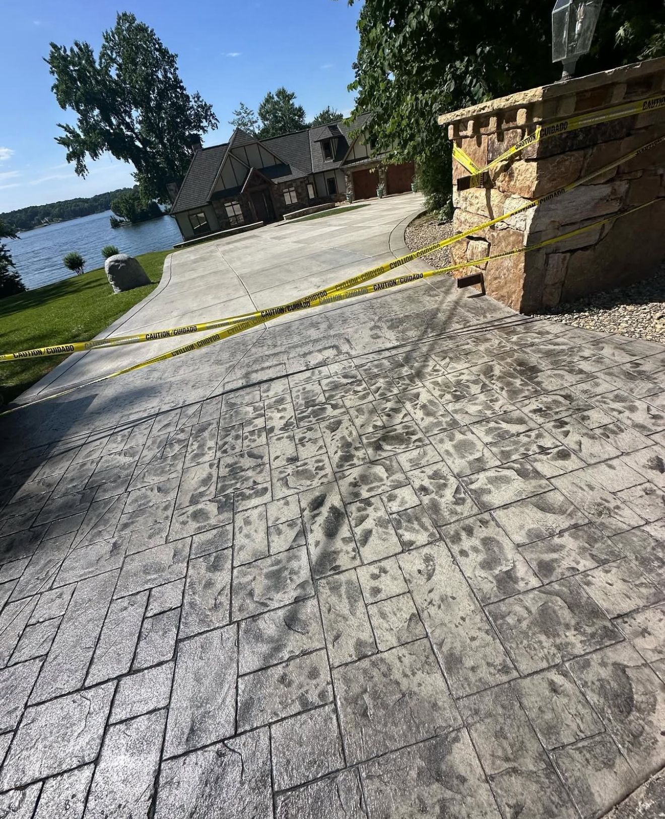 Stamped concrete driveway